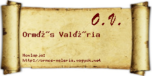 Ormós Valéria névjegykártya